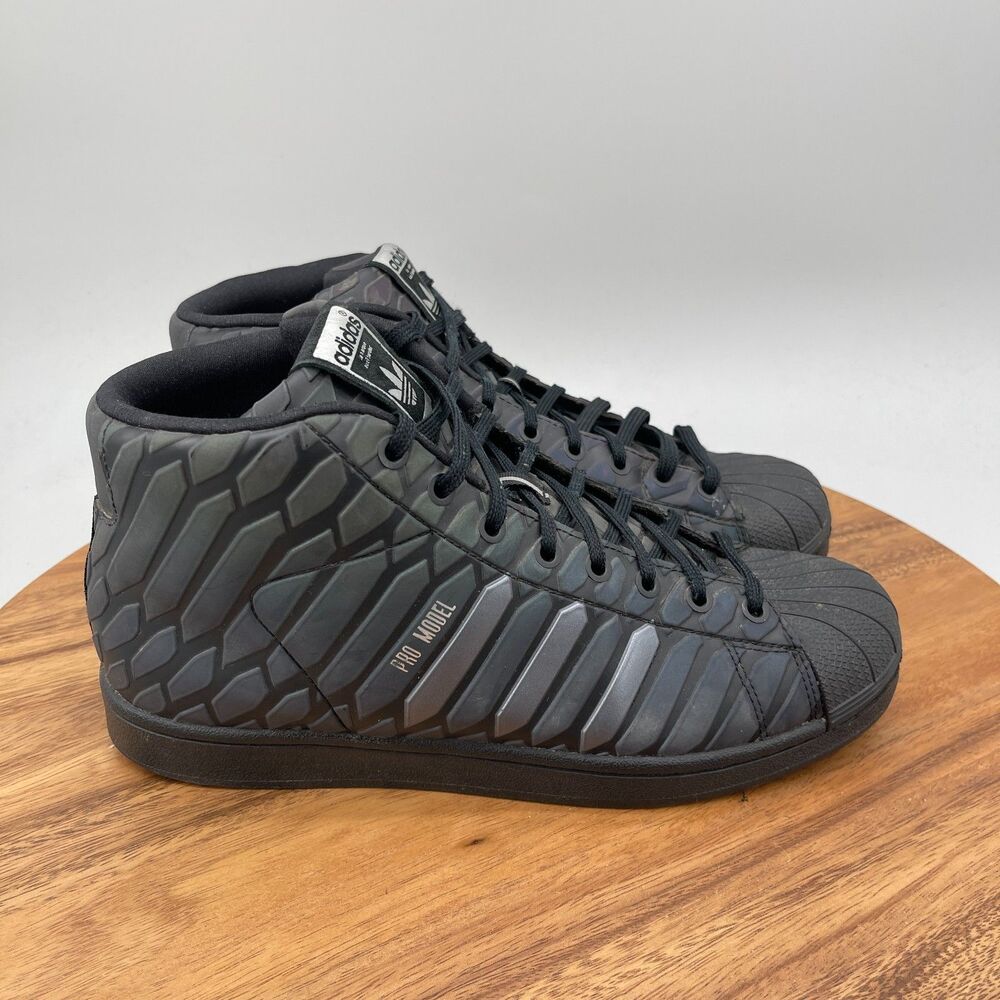 Adidas Pro Model Xeno Mid Shoes Mens Size 9 Black Reflective Snake Sneakers
